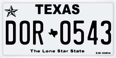 TX license plate DOR0543