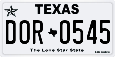 TX license plate DOR0545