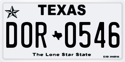 TX license plate DOR0546