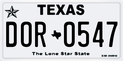 TX license plate DOR0547