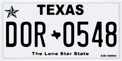 TX license plate DOR0548