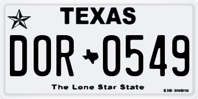 TX license plate DOR0549