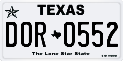 TX license plate DOR0552