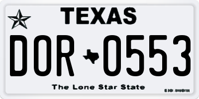 TX license plate DOR0553