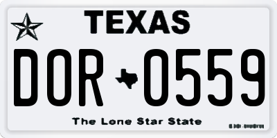 TX license plate DOR0559