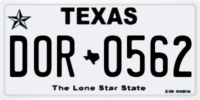 TX license plate DOR0562