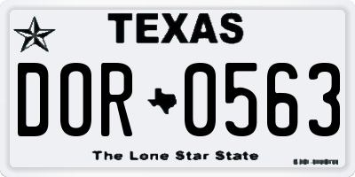 TX license plate DOR0563