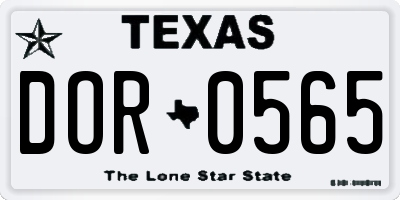 TX license plate DOR0565