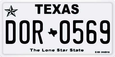 TX license plate DOR0569