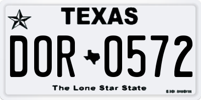 TX license plate DOR0572