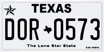 TX license plate DOR0573