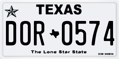 TX license plate DOR0574