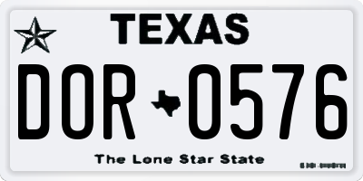 TX license plate DOR0576