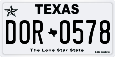 TX license plate DOR0578