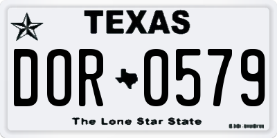TX license plate DOR0579