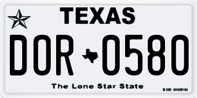 TX license plate DOR0580