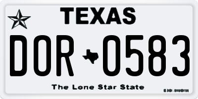 TX license plate DOR0583
