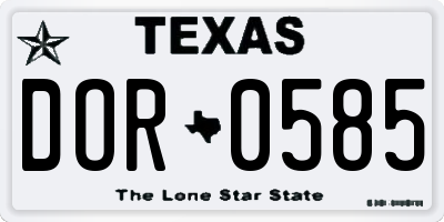 TX license plate DOR0585