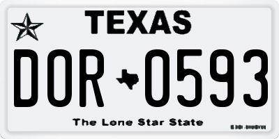TX license plate DOR0593