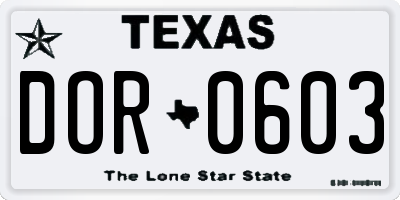 TX license plate DOR0603