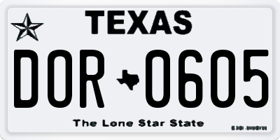 TX license plate DOR0605