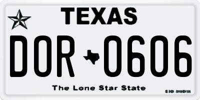 TX license plate DOR0606