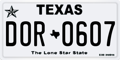 TX license plate DOR0607