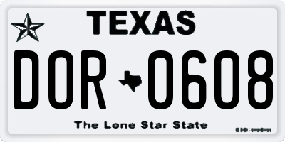 TX license plate DOR0608