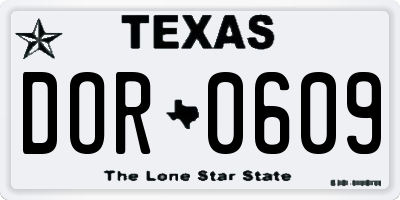 TX license plate DOR0609
