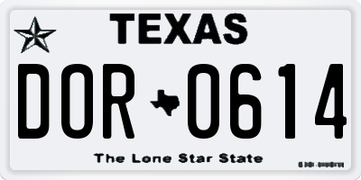 TX license plate DOR0614
