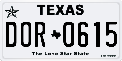 TX license plate DOR0615