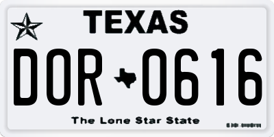 TX license plate DOR0616