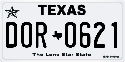 TX license plate DOR0621