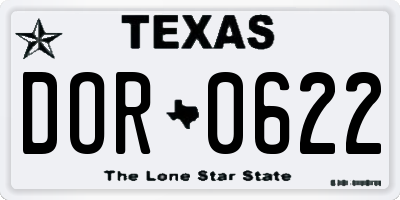 TX license plate DOR0622