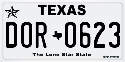 TX license plate DOR0623