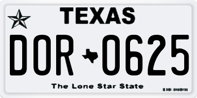 TX license plate DOR0625