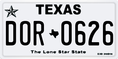 TX license plate DOR0626
