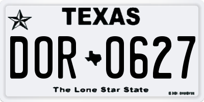 TX license plate DOR0627