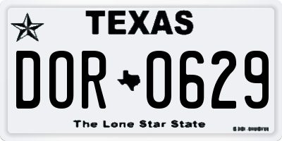 TX license plate DOR0629