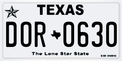 TX license plate DOR0630
