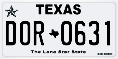 TX license plate DOR0631