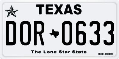 TX license plate DOR0633