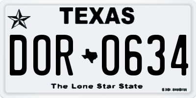 TX license plate DOR0634