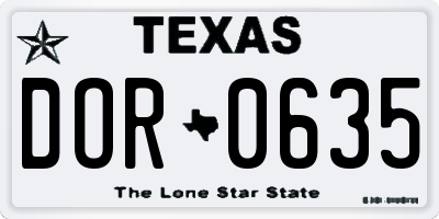 TX license plate DOR0635