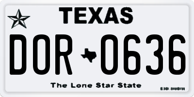 TX license plate DOR0636