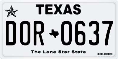 TX license plate DOR0637