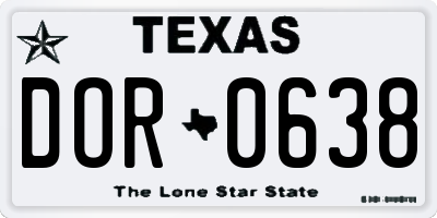 TX license plate DOR0638
