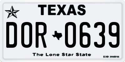 TX license plate DOR0639