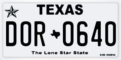 TX license plate DOR0640