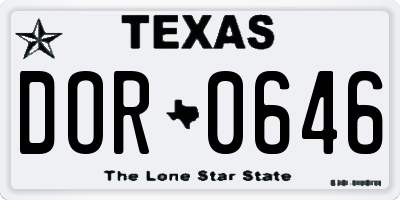 TX license plate DOR0646
